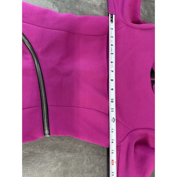 Alexander Wang Fuchsia Long Sleeve Mini Dress Asymmetric Zip Cotton Blend sz 2 - Picture 11 of 15